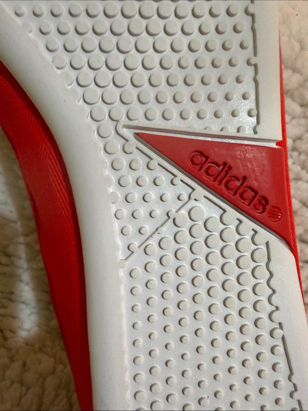 adidas White and Red Slide with Logo Accent